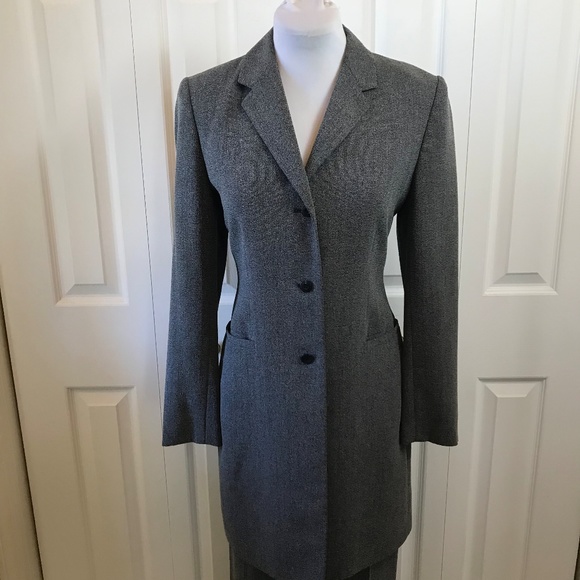 Casual Corner Gray Long Blazer Pant Suit sz 4 - Picture 2 of 7
